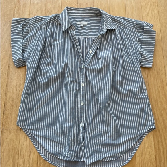 Joie Naro Striped Short Sleeve Button Down Shirt Top Blouse XS - Picture 2 of 3